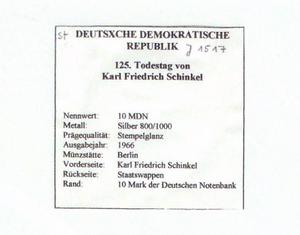 DDR - 125. Todestag von Karl Frierich Schinkel (J1517)